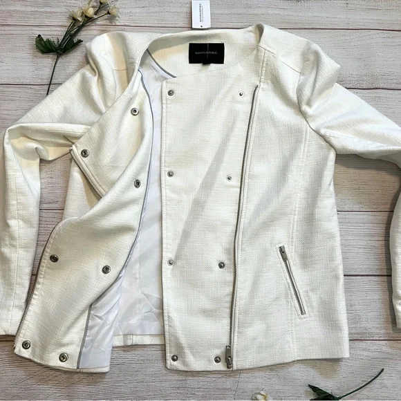 Banana Republic Tweed Asymmetrical Zip Blazer Moto Jacket - Picture 5 of 15